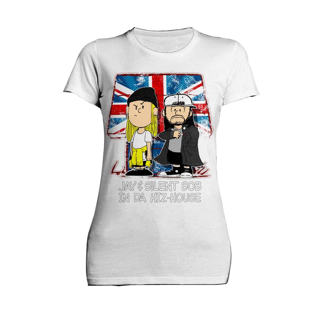 Kevin Smith Jay & Silent Bob-Nuts Remix Da Hiz-House UK Excl Official Women's T-Shirt White - Urban Species