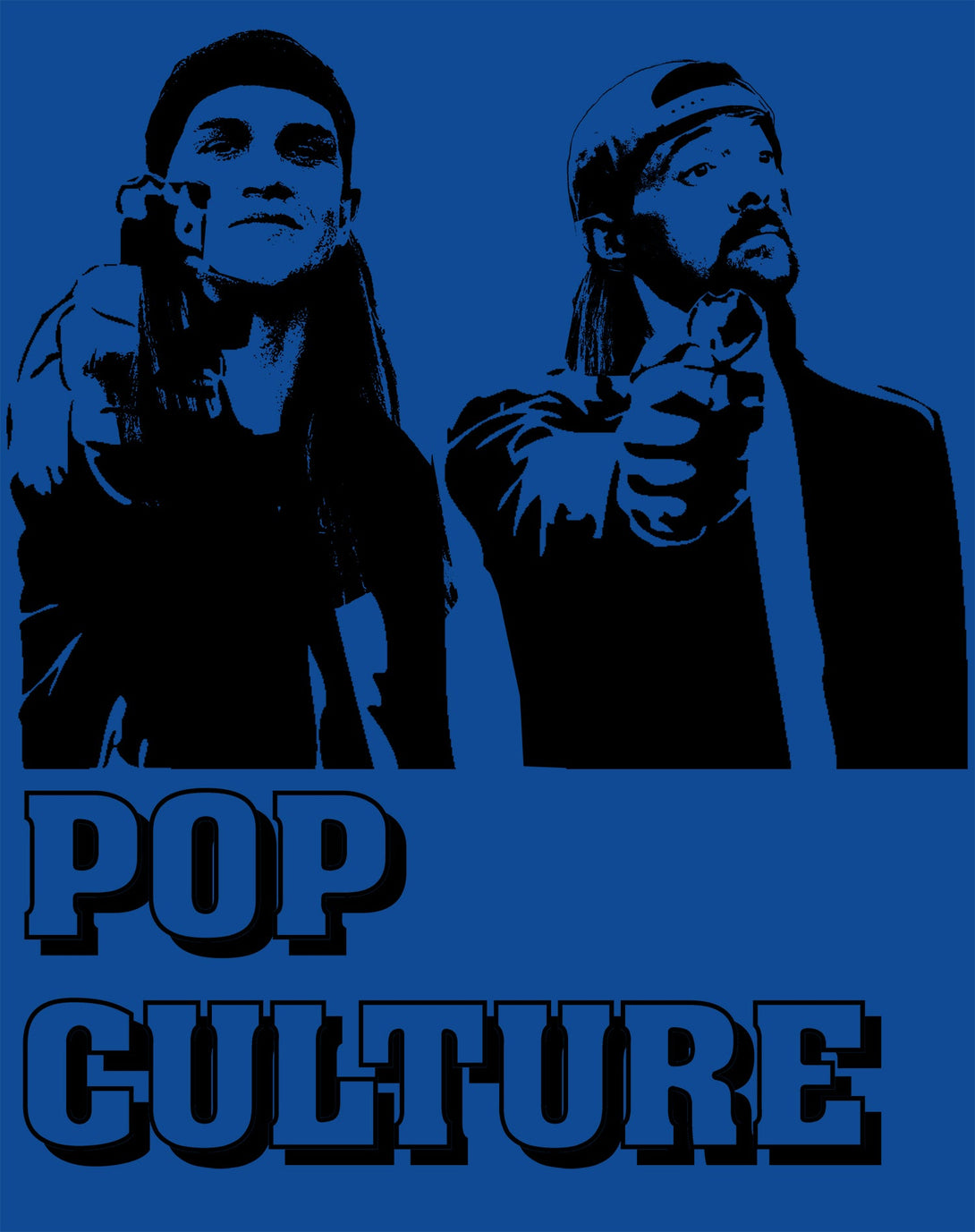 Kevin Smith Jay & Silent Bob Pop Culture Fiction Remix Official Men's T-Shirt Blue - Urban Species Design Close Up