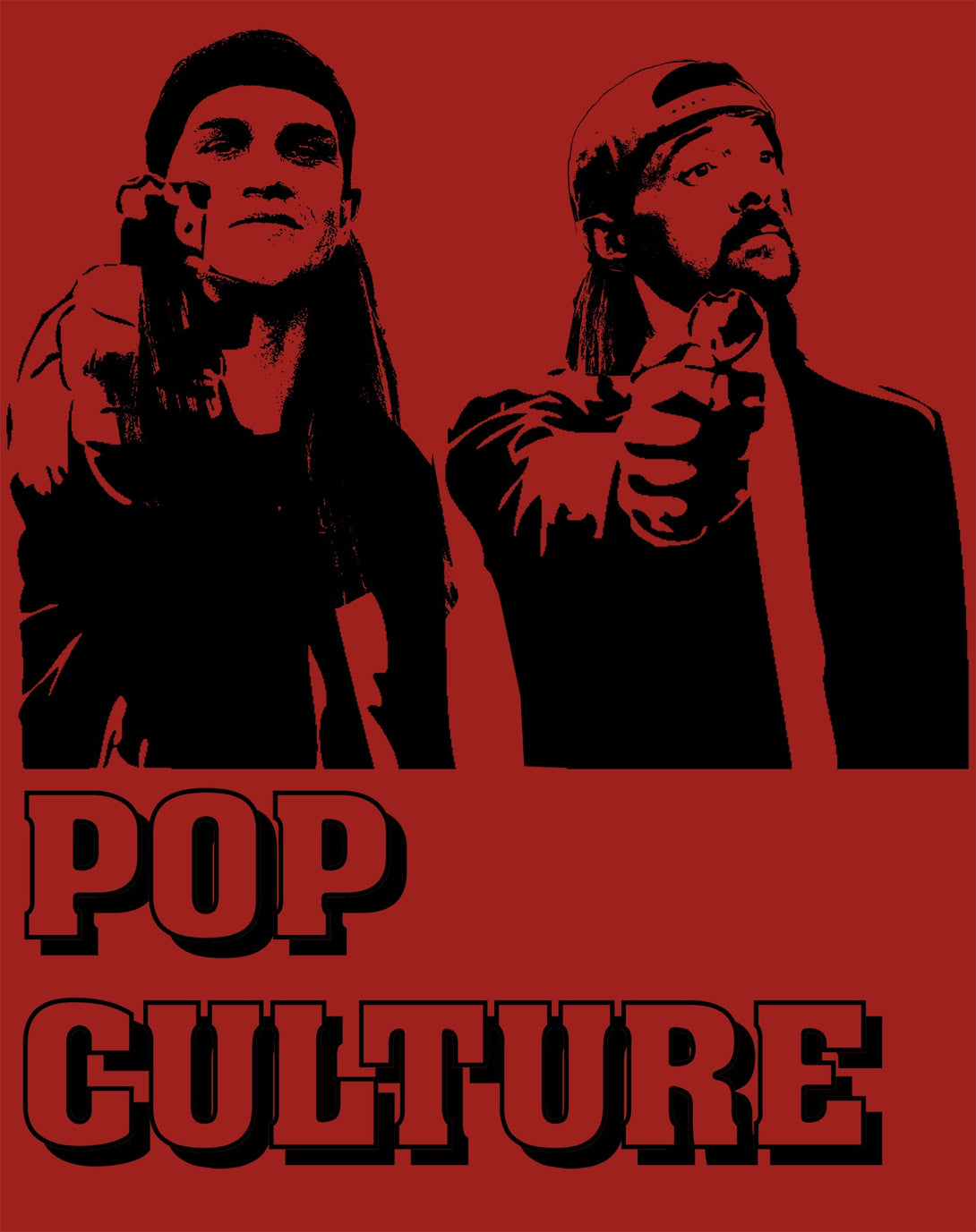 Kevin Smith Jay & Silent Bob Pop Culture Fiction Remix Official Men's T-Shirt Red - Urban Species Design Close Up
