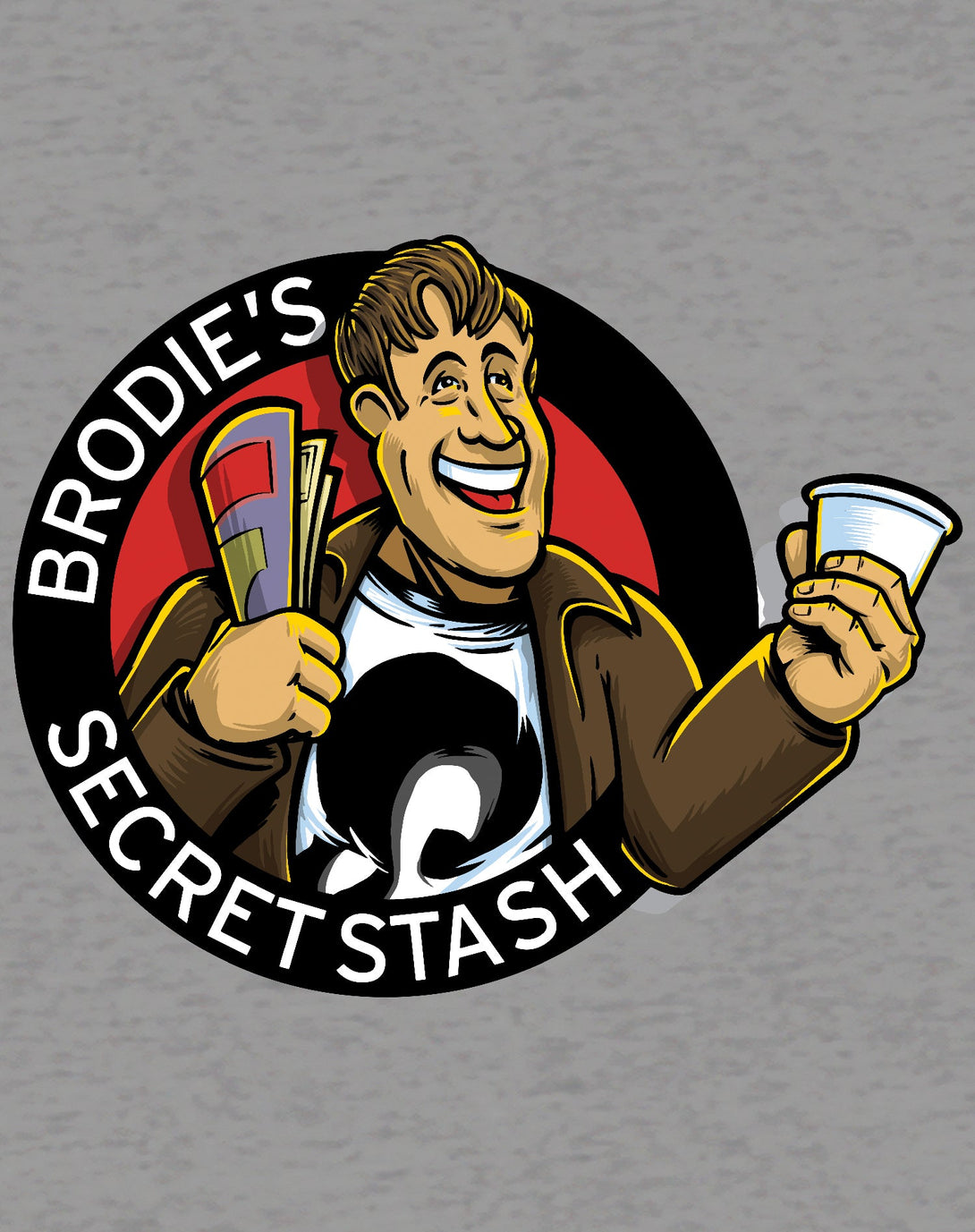 Kevin Smith Jay & Silent Bob Reboot Brodie's Secret Stash Comic Book Store Logo Official Sweatshirt Sports Grey - Urban Species Design Close Up