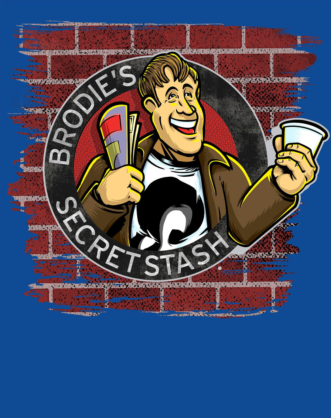 Kevin Smith Jay & Silent Bob Reboot Brodie's Secret Stash Store Logo Wall Official Women's T-Shirt Blue - Urban Species Design Close Up