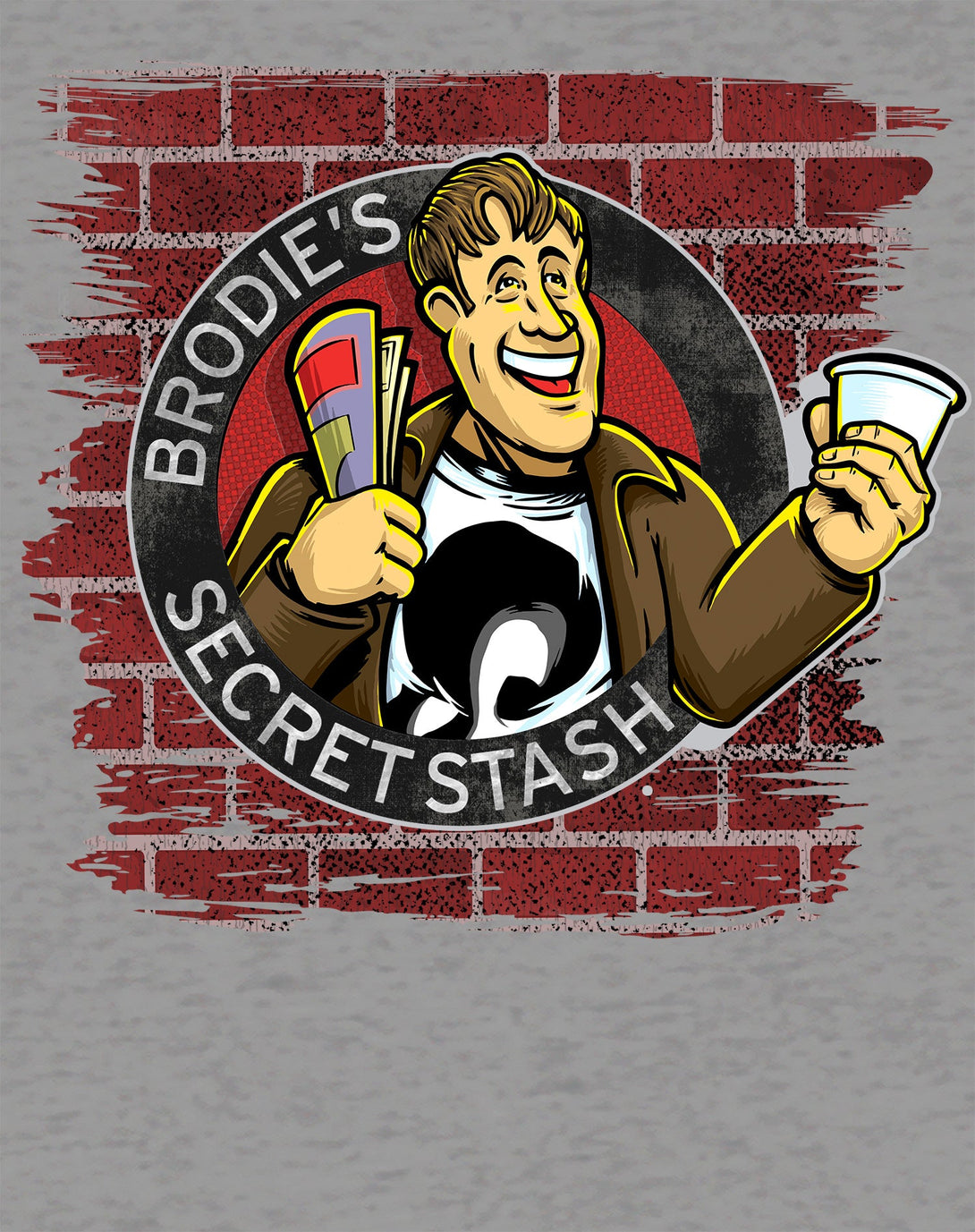 Kevin Smith Jay & Silent Bob Reboot Brodie's Secret Stash Store Logo Wall Official Sweatshirt Sports Grey - Urban Species Design Close Up