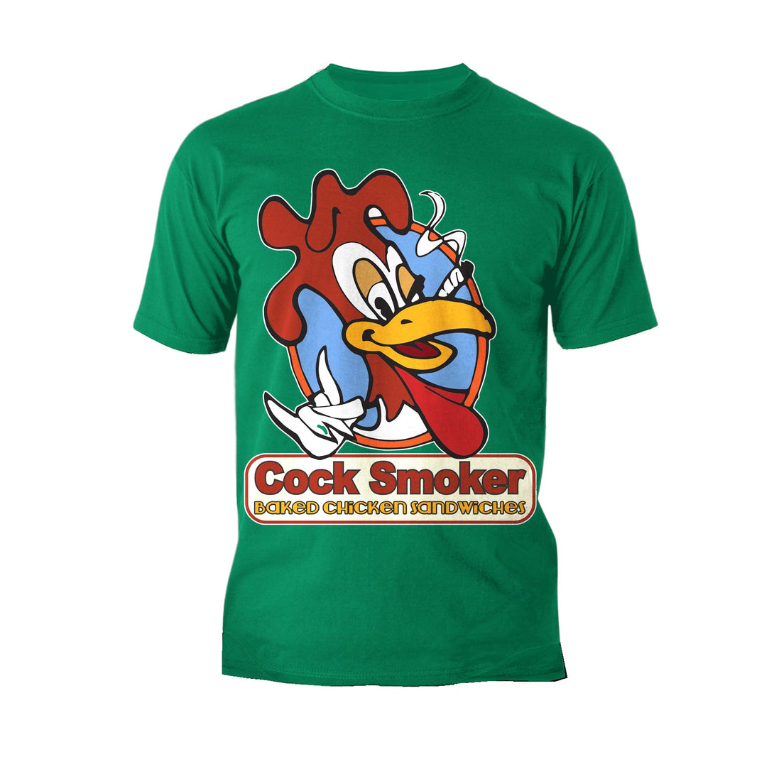 Kevin Smith Jay & Silent Bob Reboot Cock Smoker Baked Chicken Sandwiches Logo Official Men's T-Shirt Green - Urban Species