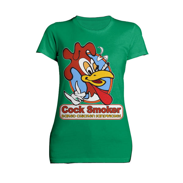 Kevin Smith Jay & Silent Bob Reboot Cock Smoker Baked Chicken Sandwiches Logo Official Women's T-Shirt Green - Urban Species