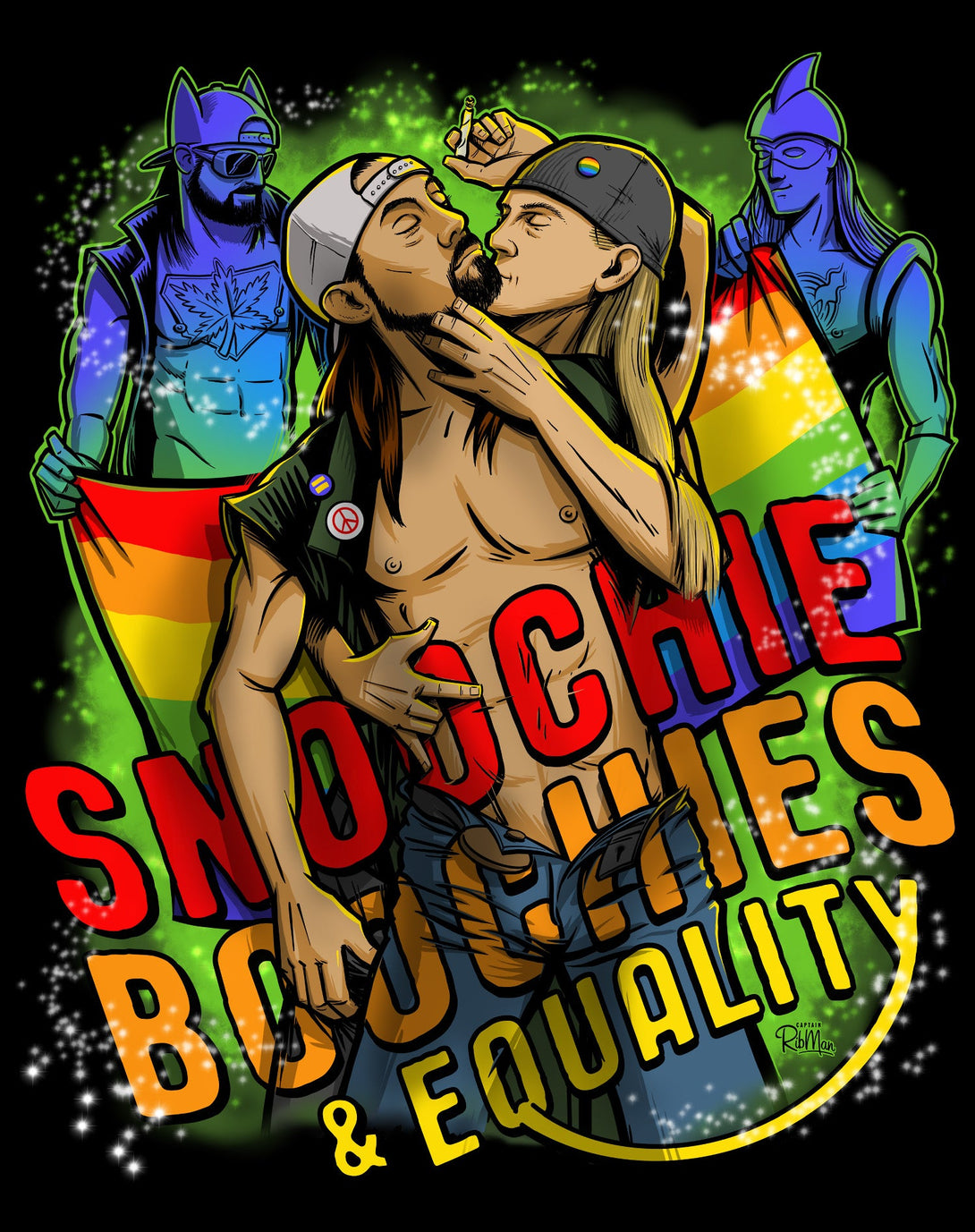 Kevin Smith Jay & Silent Bob Reboot LGBTQ Splash Official Sweatshirt Black - Urban Species Design Close Up