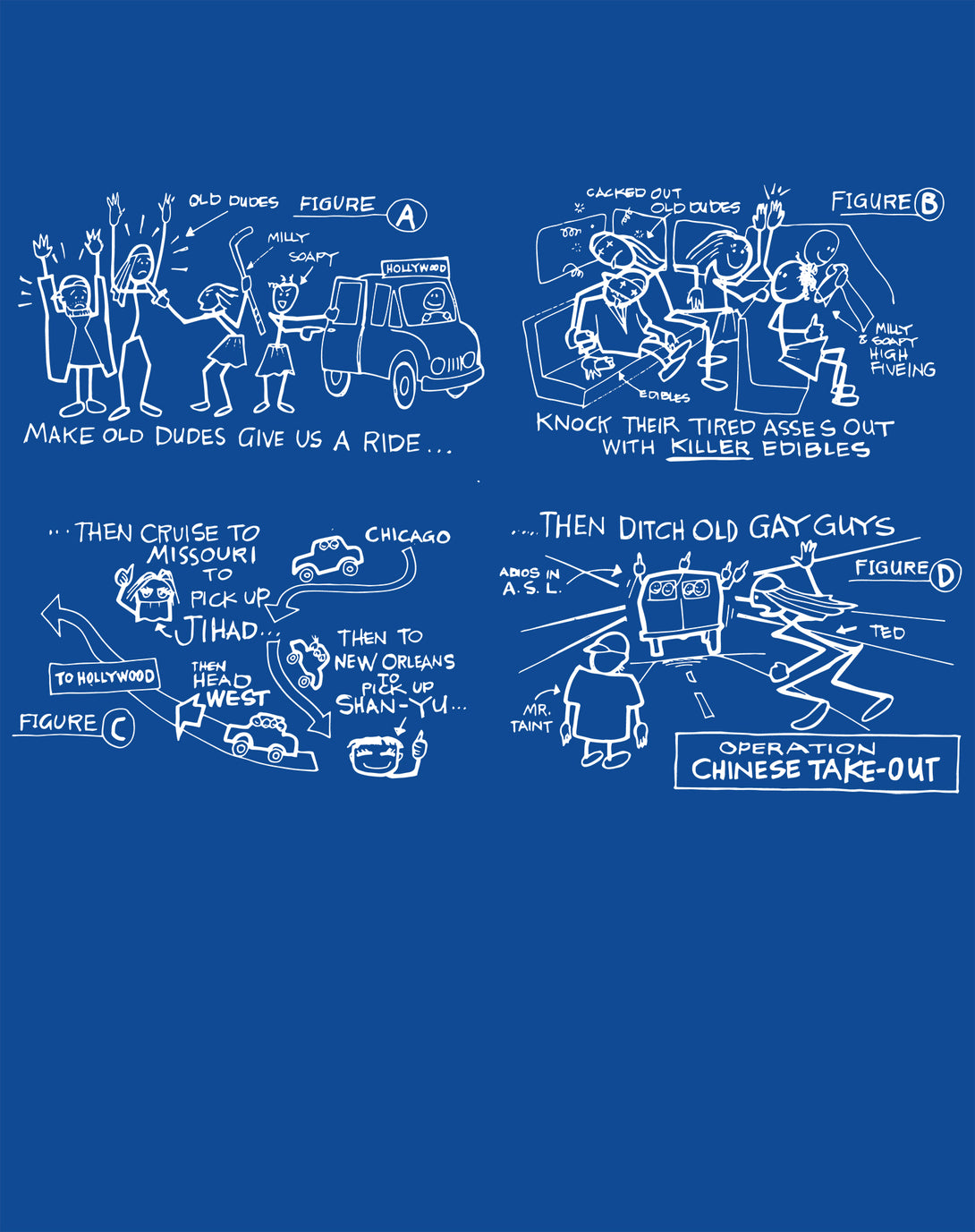 Kevin Smith Jay & Silent Bob Reboot Operation Chinese T-O Official Sweatshirt Blue - Urban Species Design Close Up