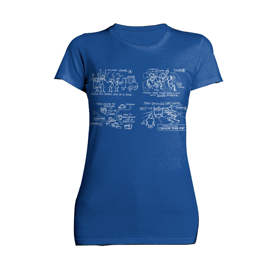 Kevin Smith Jay & Silent Bob Reboot Operation Chinese T-O Official Women's T-Shirt Blue - Urban Species