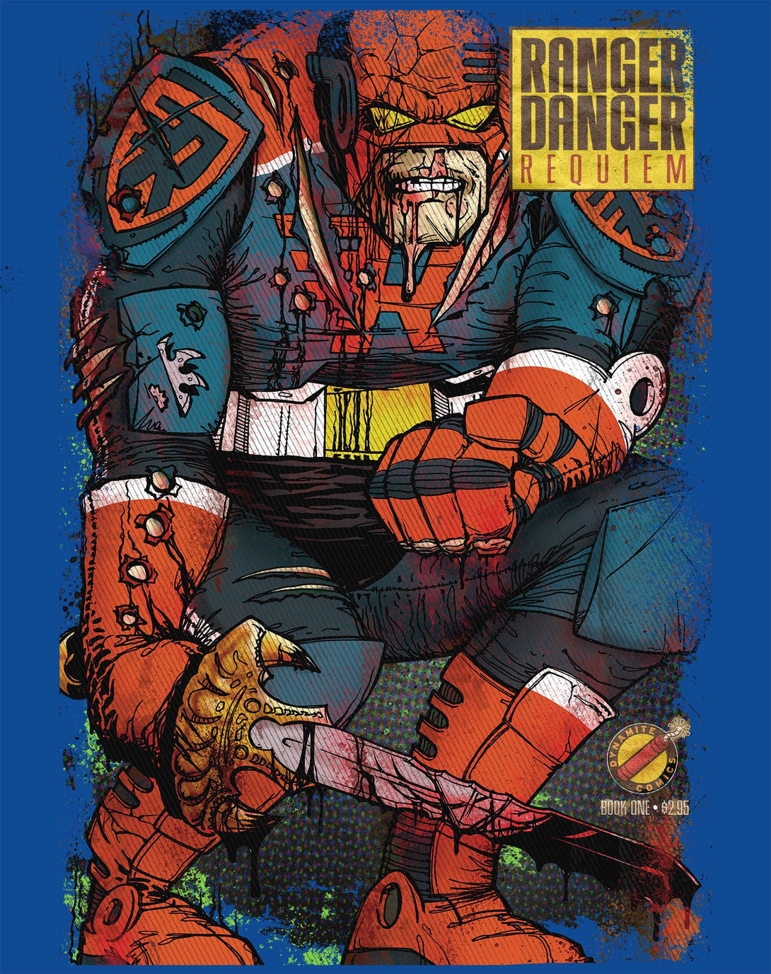 Kevin Smith Jay & Silent Bob Reboot Ranger Danger Requiem Comic LDN Variant Official Men's T-Shirt Blue - Urban Species Design Close Up