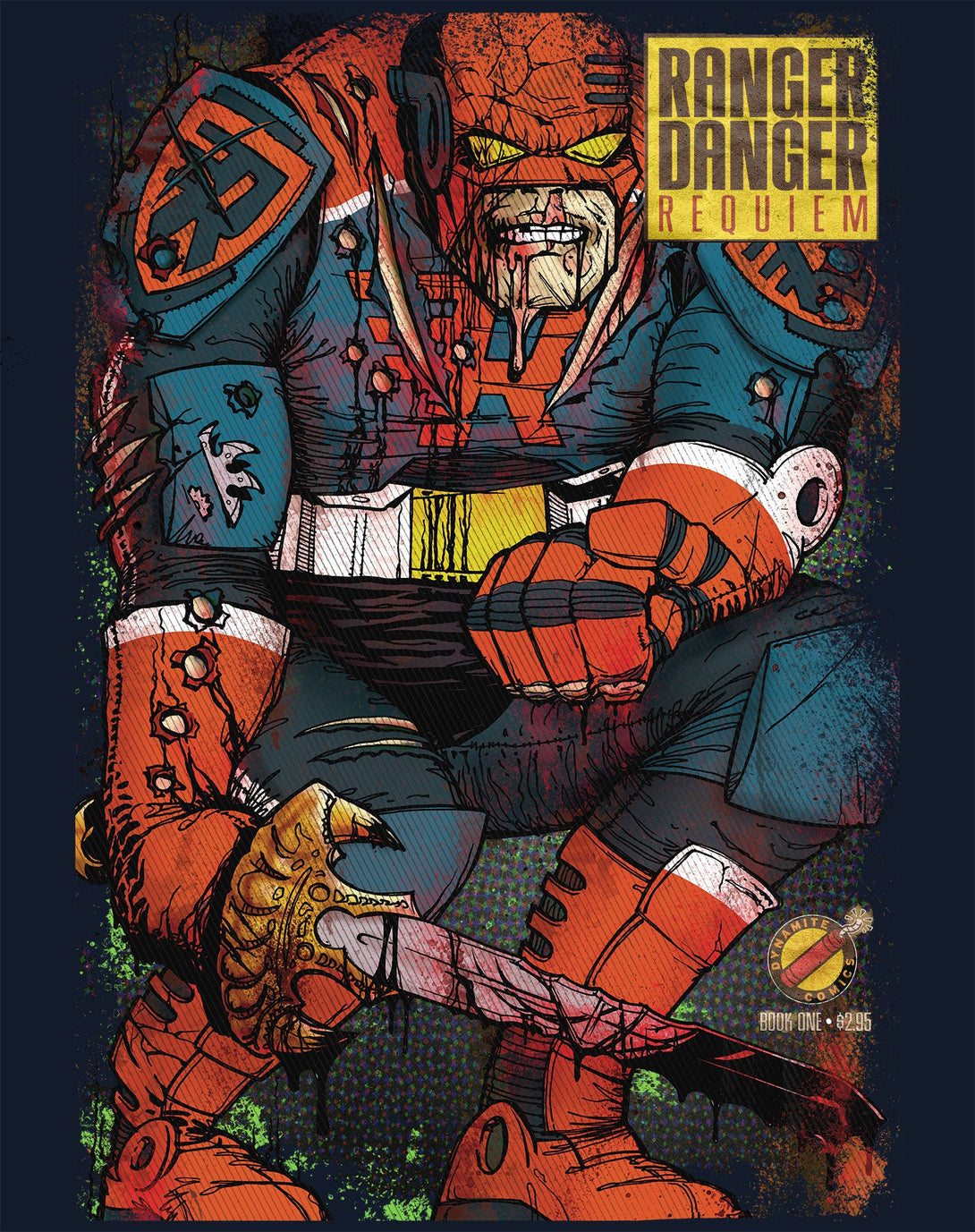 Kevin Smith Jay & Silent Bob Reboot Ranger Danger Requiem Comic LDN Variant Official Men's T-Shirt Navy - Urban Species Design Close Up