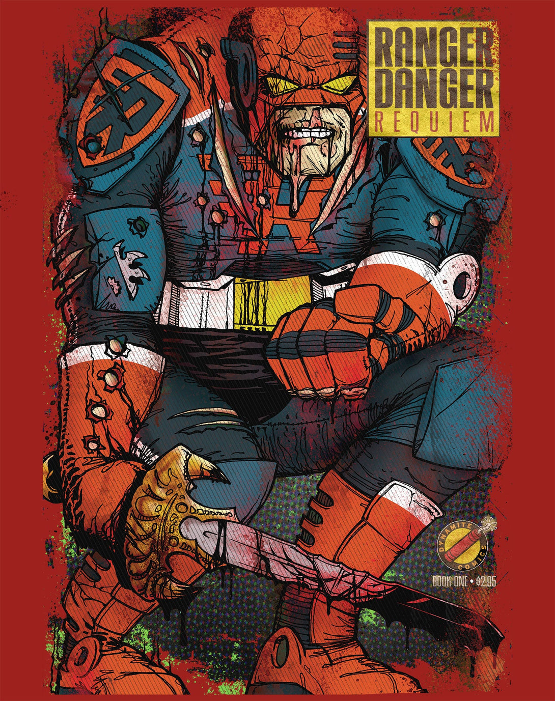 Kevin Smith Jay & Silent Bob Reboot Ranger Danger Requiem Comic LDN Variant Official Men's T-Shirt Red - Urban Species Design Close Up