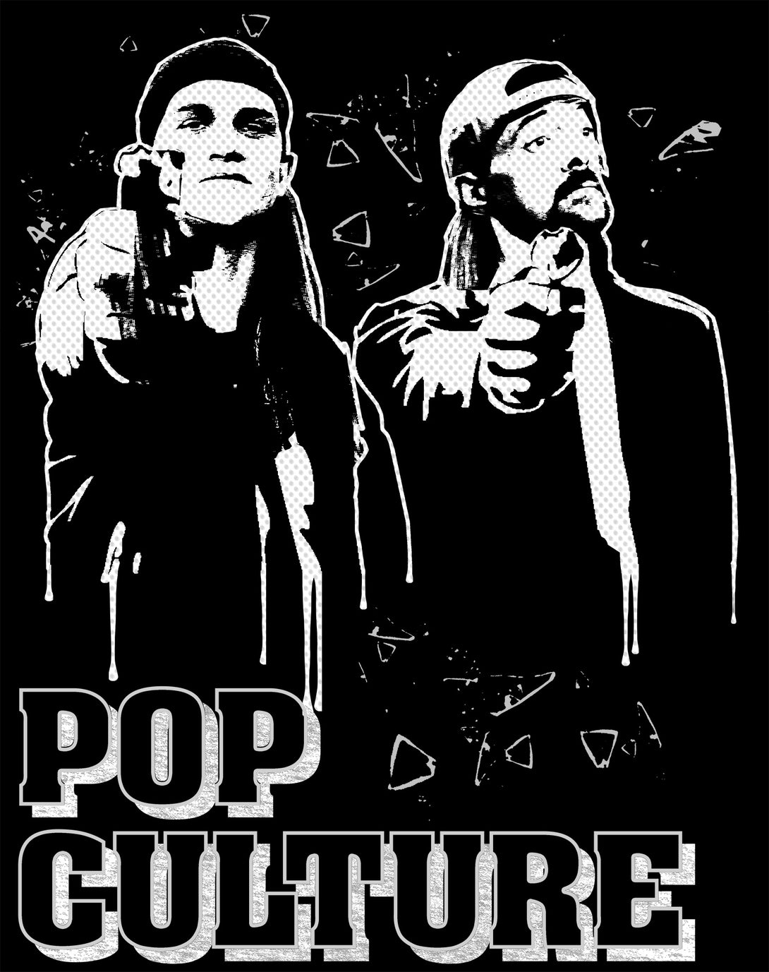 Kevin Smith Jay & Silent Bob Remix Pop Culture Fiction Graff Official Women's T-Shirt Black - Urban Species Design Close Up