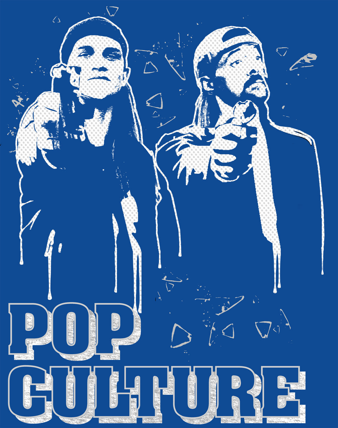 Kevin Smith Jay & Silent Bob Remix Pop Culture Fiction Graff Official Women's T-Shirt Blue - Urban Species Design Close Up
