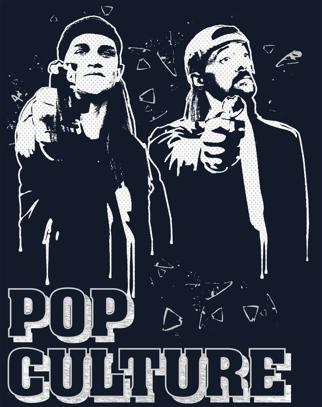 Kevin Smith Jay & Silent Bob Remix Pop Culture Fiction Graff Official Men's T-Shirt Navy - Urban Species Design Close Up