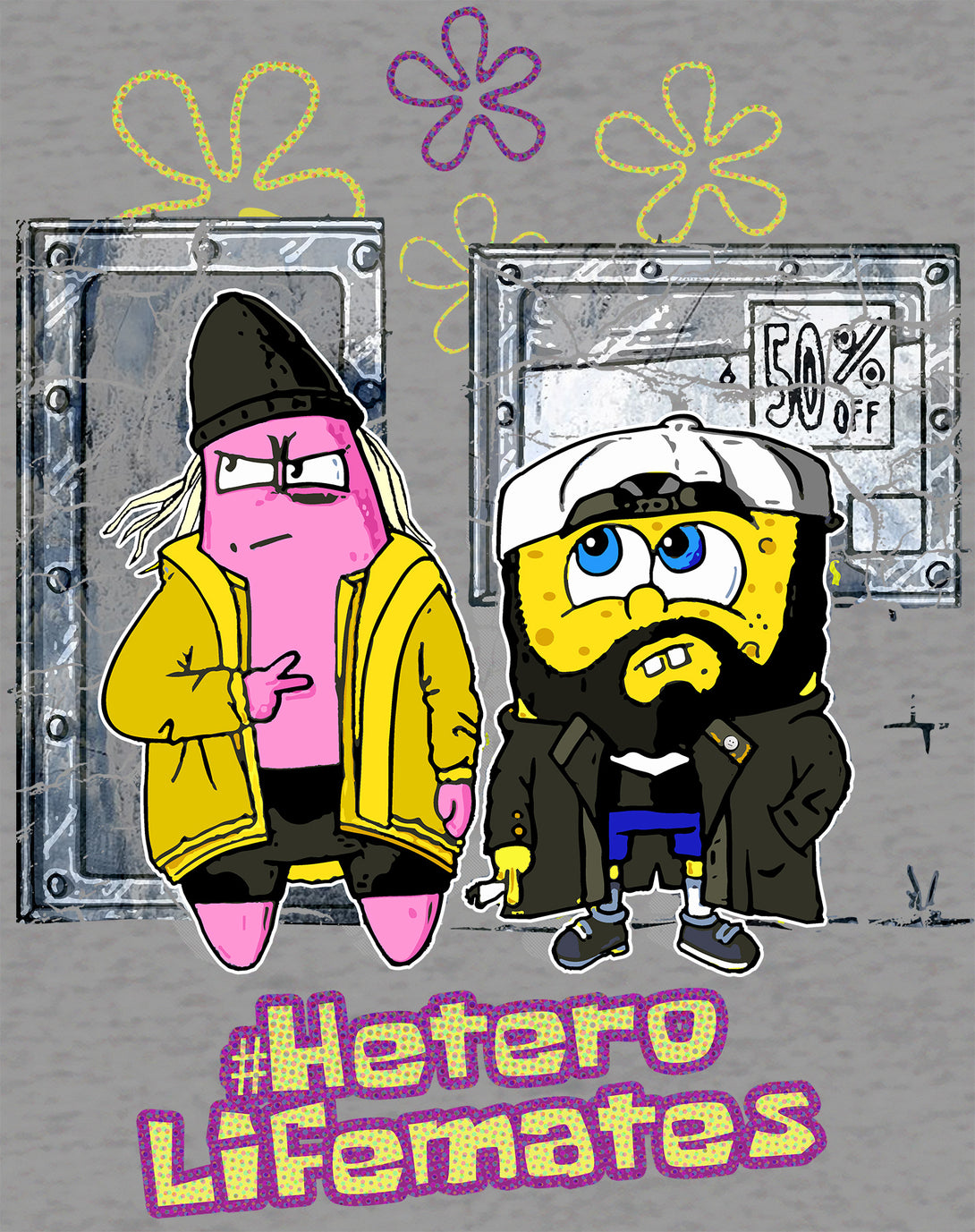 Kevin Smith Jay & Silent Bob Remix Sponge Retro 90s Mashup Sports Grey - Urban Species Design Close Up
