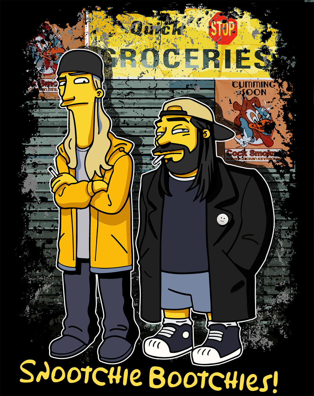 Kevin Smith Jay & Silent Bob Remix Springfield Quick Stop Official Sweatshirt Black - Urban Species Design Close Up