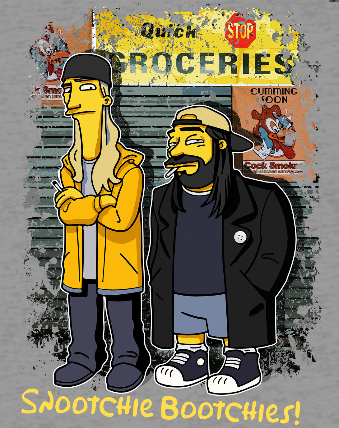 Kevin Smith Jay & Silent Bob Remix Springfield Quick Stop Official Men's T-Shirt Sports Grey - Urban Species Design Close Up