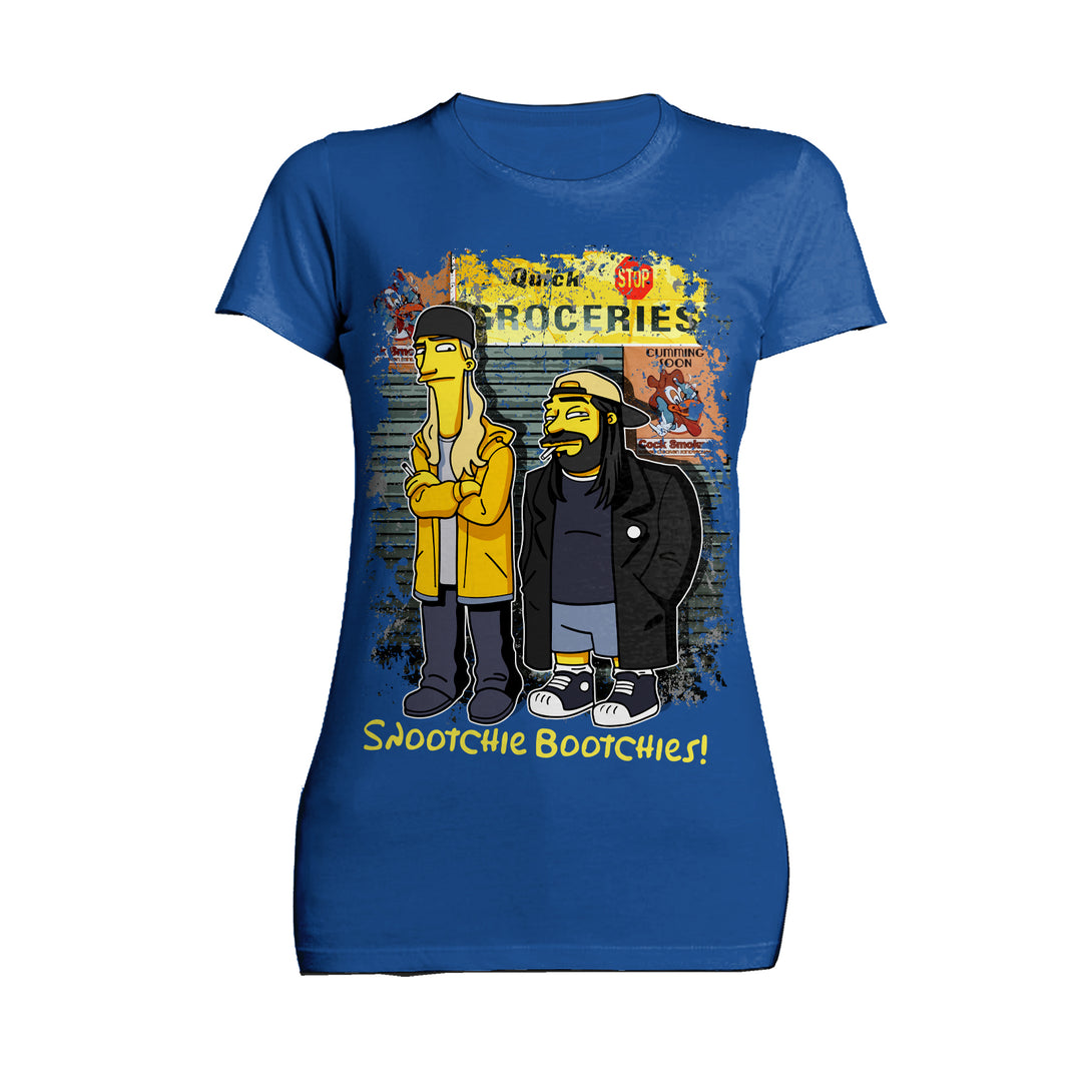 Kevin Smith Jay & Silent Bob Remix Springfield Quick Stop Official Women's T-Shirt Blue - Urban Species