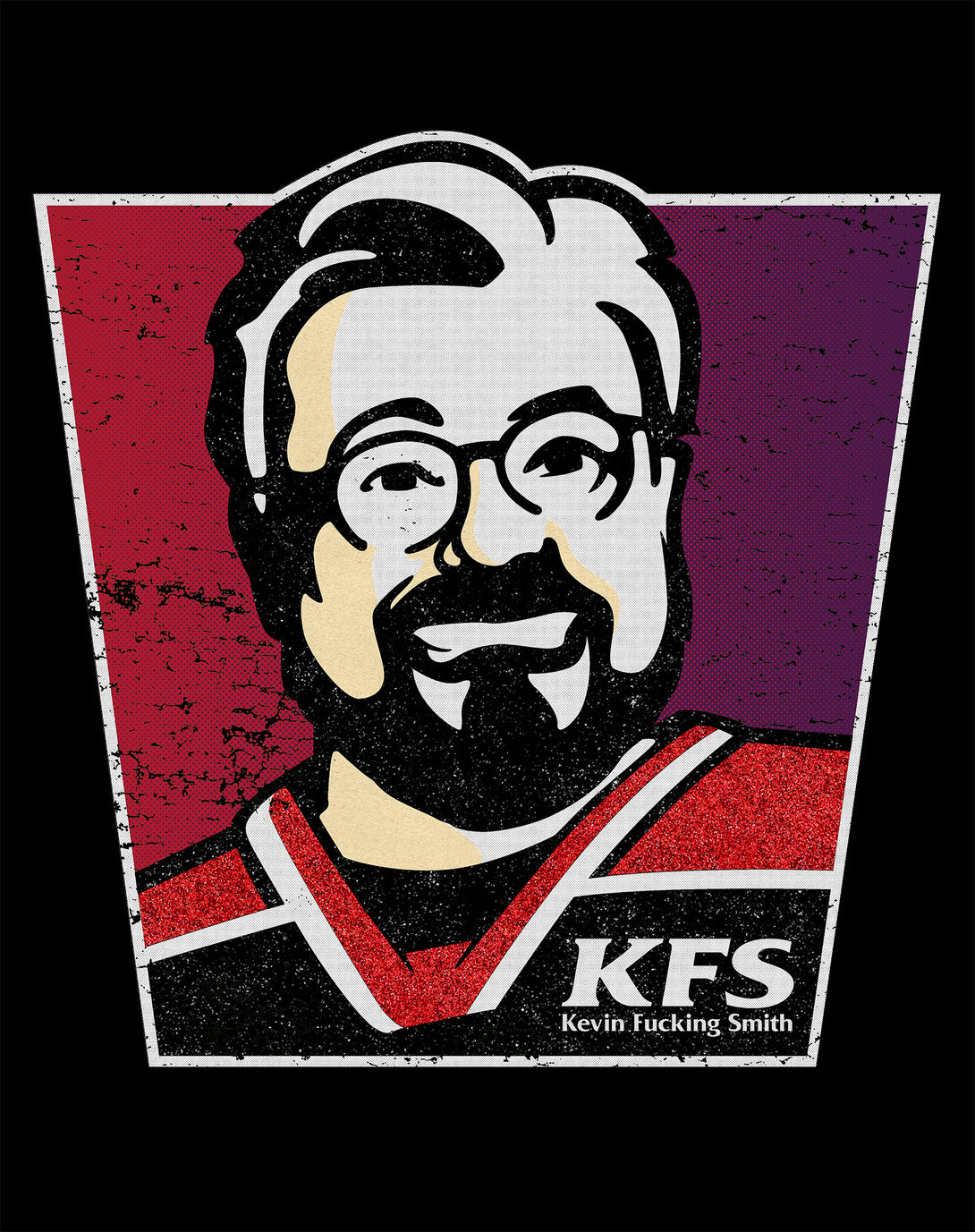 Kevin Smith Remix KFS Logo Meme KFC Parody FCK Lol Geek Fan Official Men's T-Shirt Black - Urban Species Design Close Up