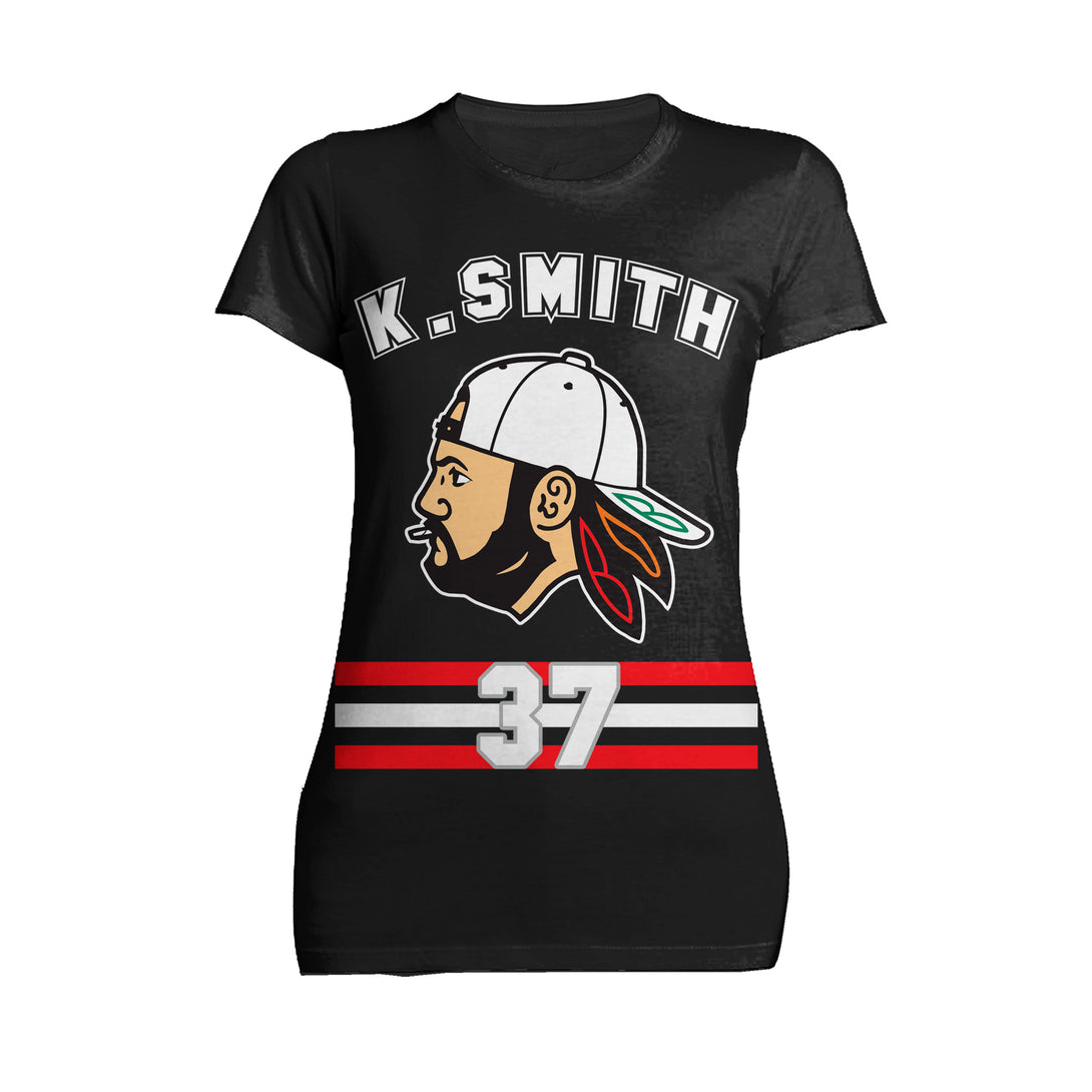 Kevin Smith VASHL Street Hockey League Jersey Team Hawks 37 Official Women's T-Shirt Black - Urban Species