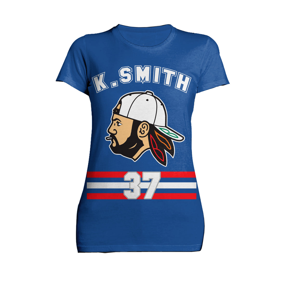 Kevin Smith VASHL Street Hockey League Jersey Team Hawks 37 Official Women's T-Shirt Blue - Urban Species