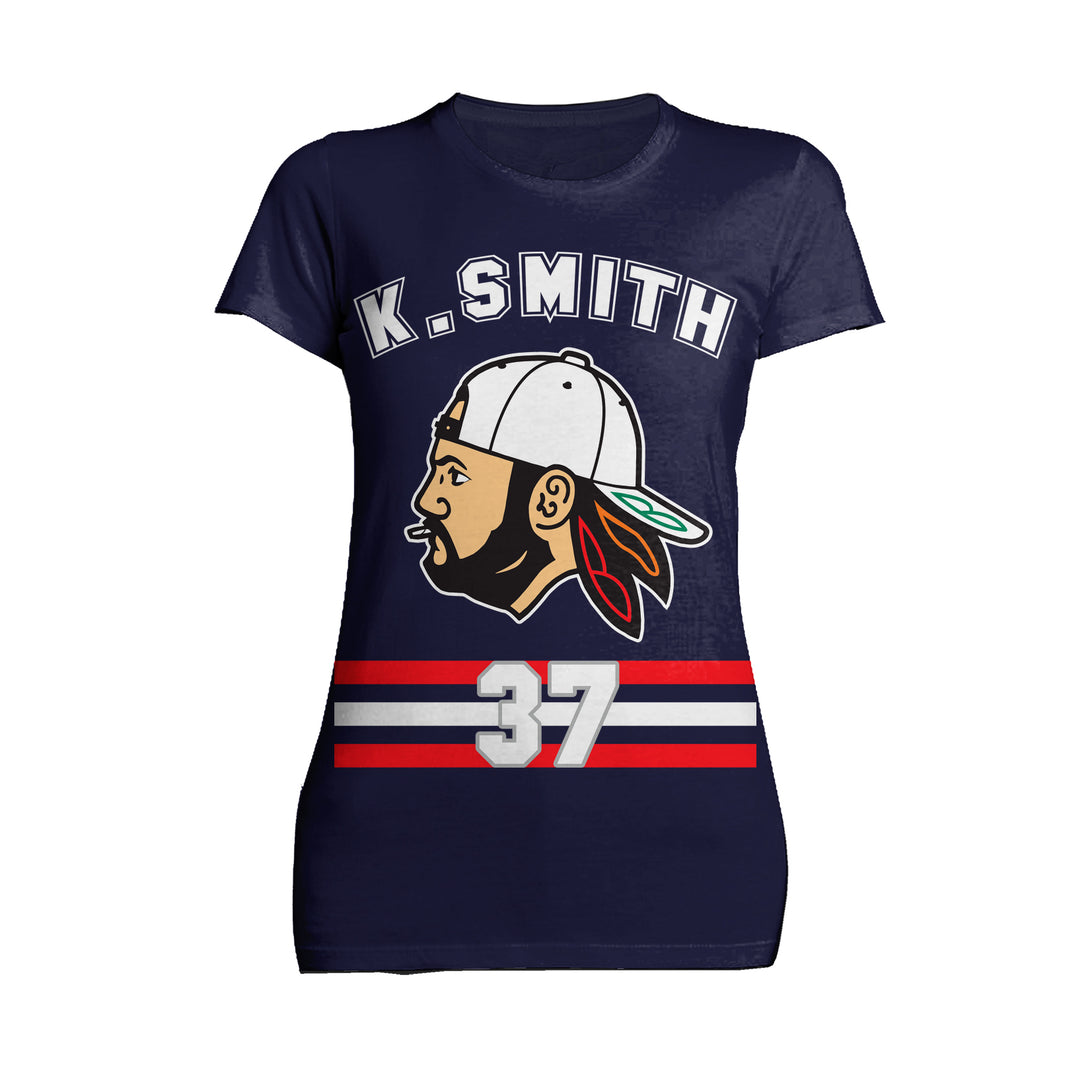 Kevin Smith VASHL Street Hockey League Jersey Team Hawks 37 Official Women's T-Shirt Navy - Urban Species