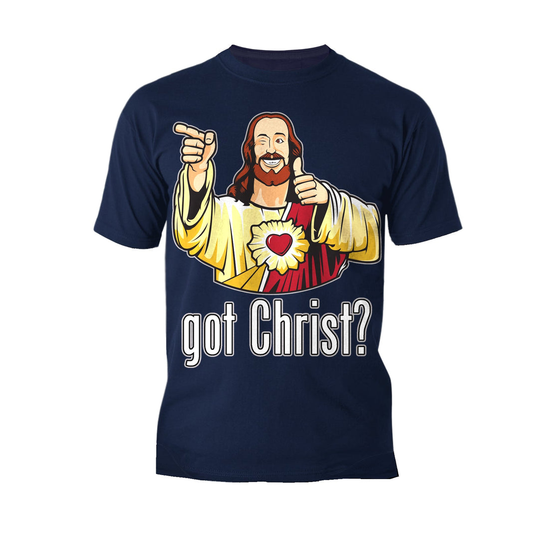 Kevin Smith View Askewniverse Buddy Christ Got FInger Guns Classic Official Men's T-Shirt Navy - Urban Species