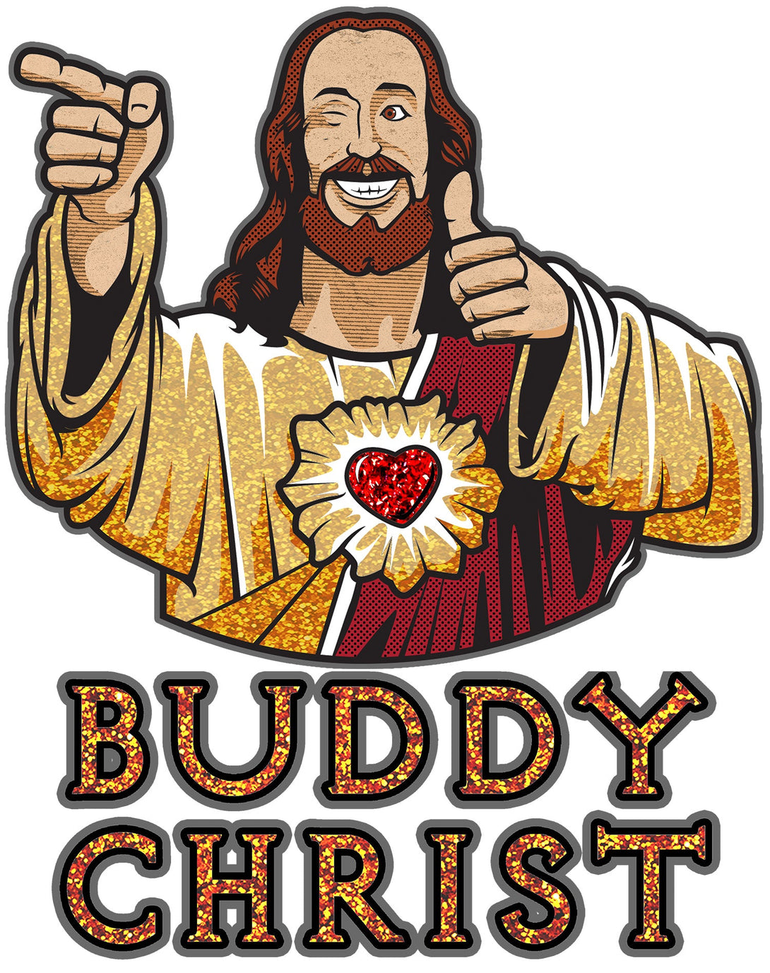 Kevin Smith View Askewniverse Buddy Christ Got Golden Wow Edition Official Women's T-Shirt White - Urban Species Design Close Up