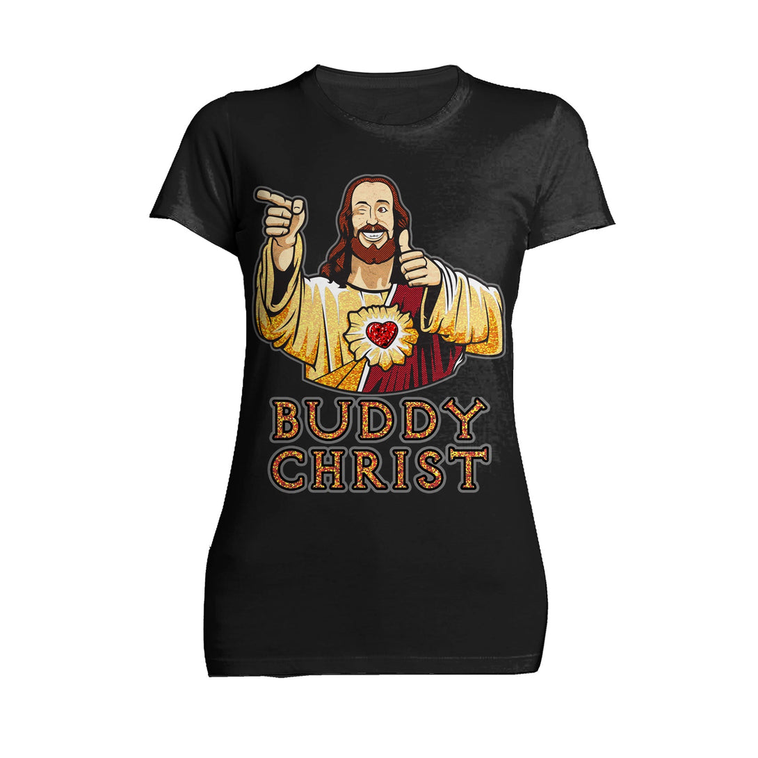 Kevin Smith View Askewniverse Buddy Christ Got Golden Wow Edition Official Women's T-Shirt Black - Urban Species