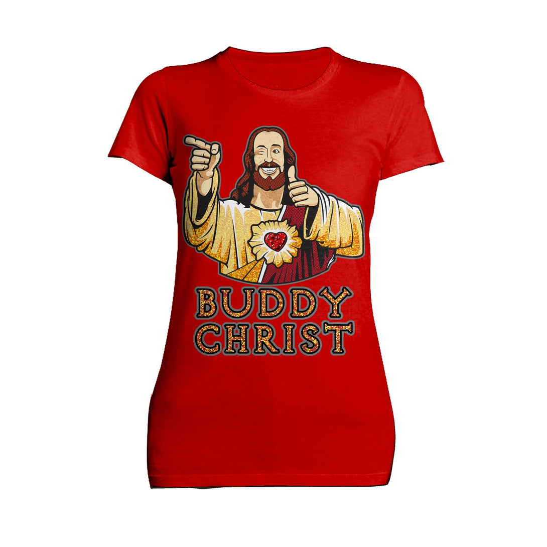 Kevin Smith View Askewniverse Buddy Christ Got Golden Wow Edition Official Women's T-Shirt Red - Urban Species