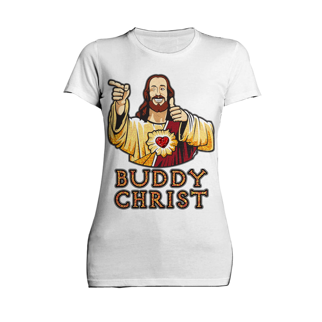 Kevin Smith View Askewniverse Buddy Christ Got Golden Wow Edition Official Women's T-Shirt White - Urban Species