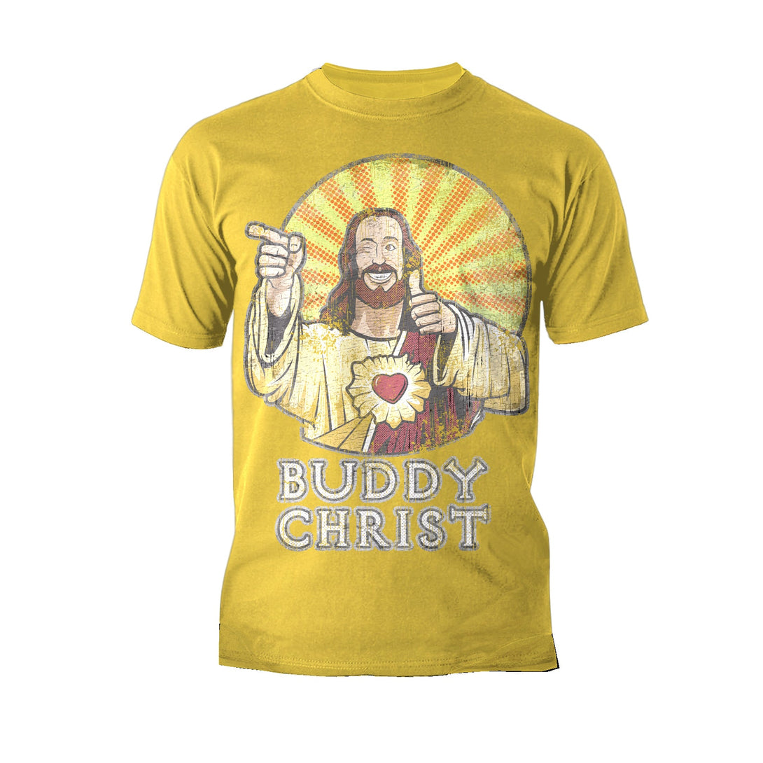 Kevin Smith View Askewniverse Buddy Christ Got Summer Vintage Variant Official Men's T-Shirt Yellow - Urban Species