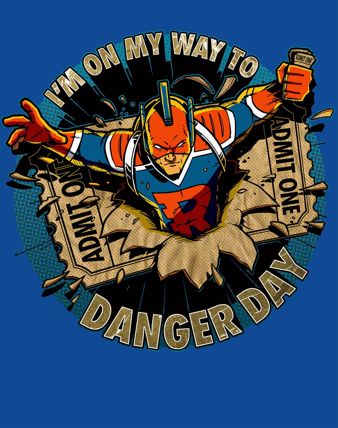 Kevin Smith View Askewniverse Danger Days Logo LDN Edition Official Women's T-Shirt Blue - Urban Species Design Close Up