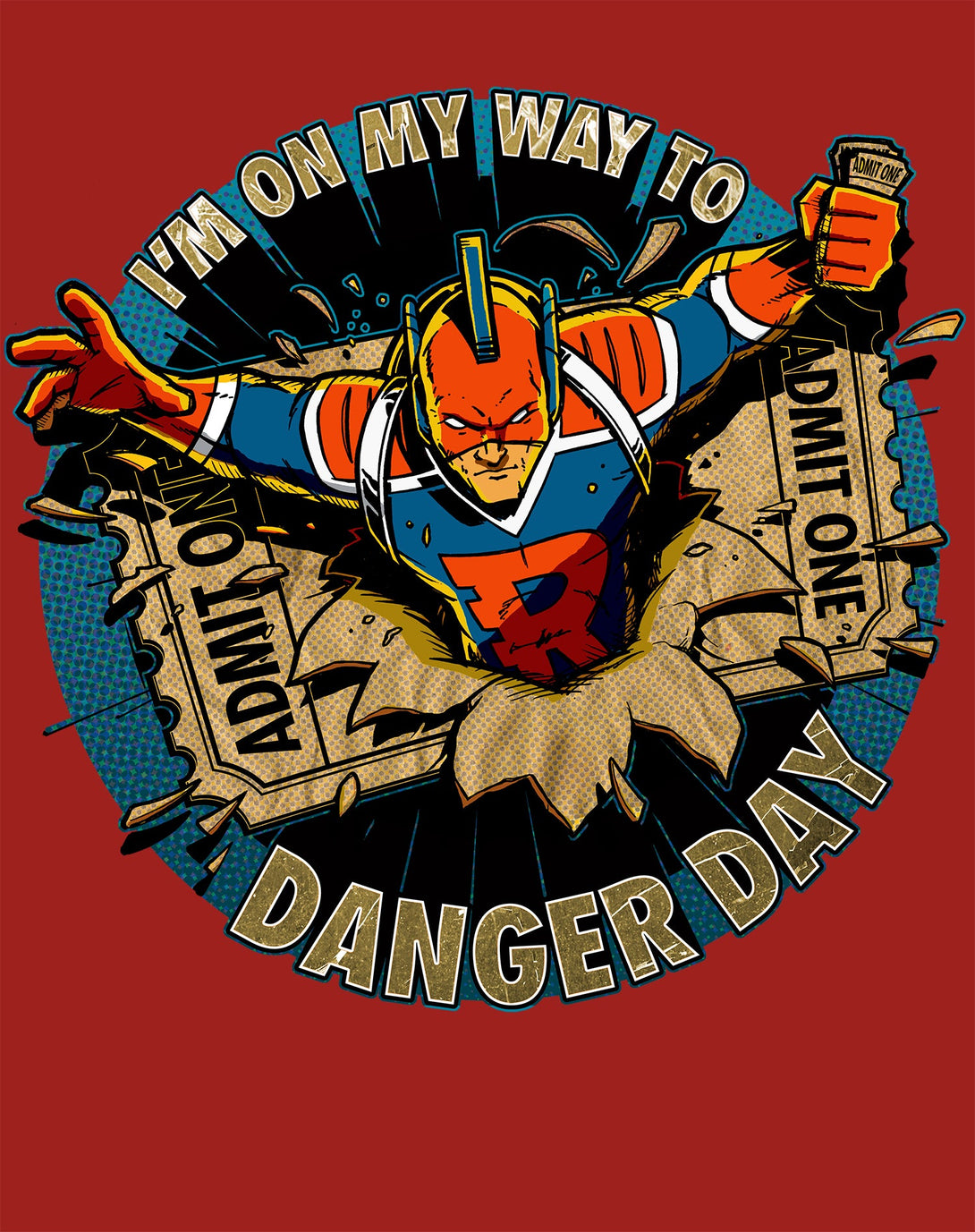Kevin Smith View Askewniverse Danger Days Logo LDN Edition Official Sweatshirt Red  - Urban Species Design Close Up