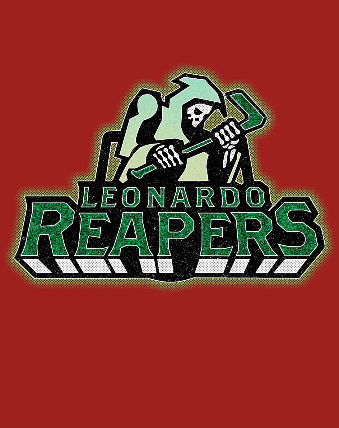 Kevin Smith Viewaskew Street Hockey League Leonardo Reapers Official Sweatshirt Red - Urban Species Design Close Up