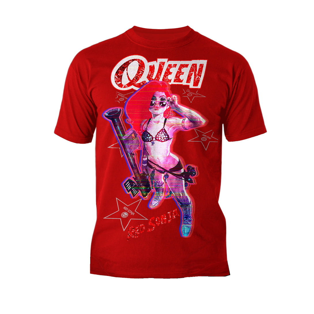 Red Sonja Ben Caldwell Comic Synthwave Queen Glitch Starlet Official Men's T-Shirt Red