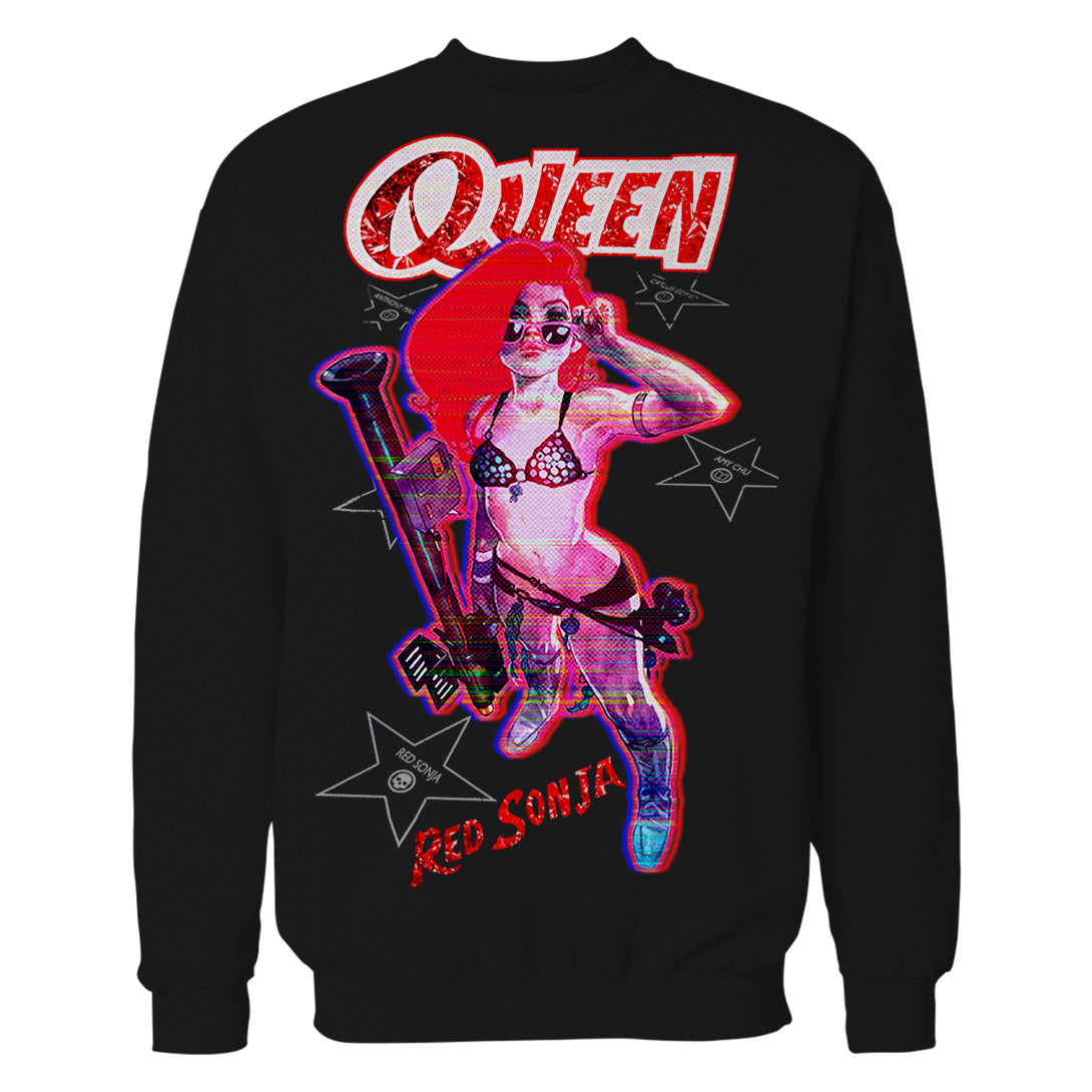 Red Sonja Ben Caldwell Comic Synthwave Queen Glitch Starlet Official Sweatshirt Black