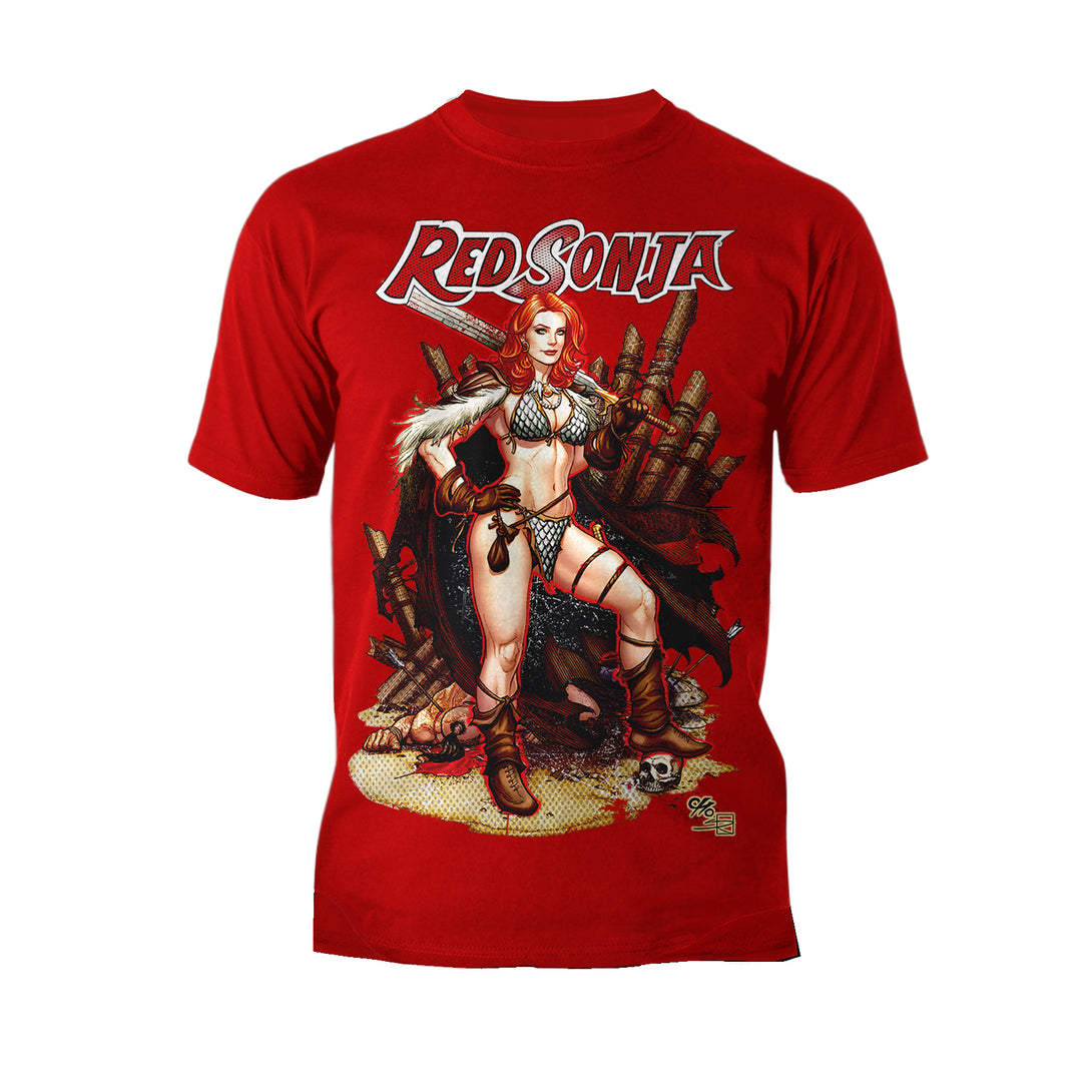 Red Sonja Frank Cho Comic Cover Art Hyrkania Warrior Queen Official Men's T-Shirt Red