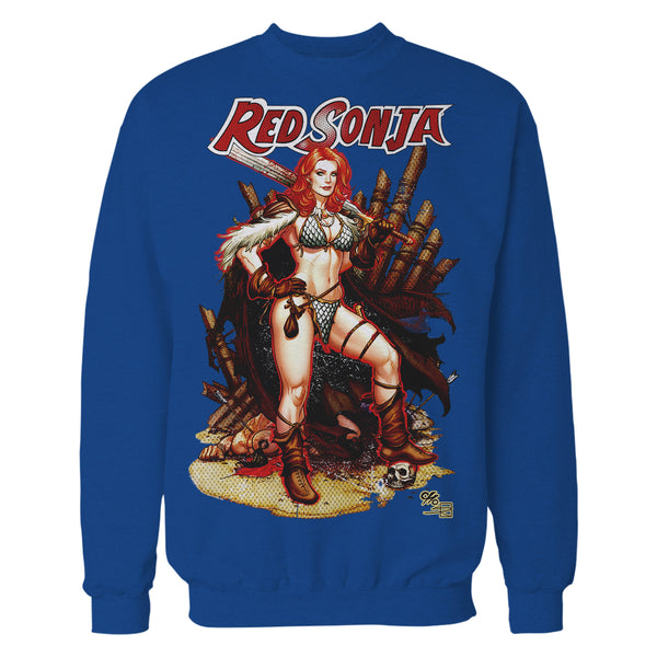 Red Sonja Frank Cho Comic Cover Art Hyrkania Warrior Queen Official Sweatshirt Blue