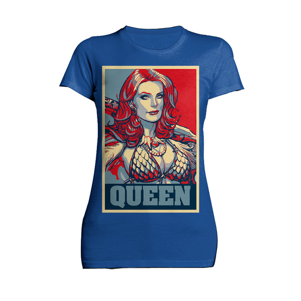 Red Sonja Frank Cho Propaganda Icon Redhead Queens Crusade Official Women's T-Shirt Blue