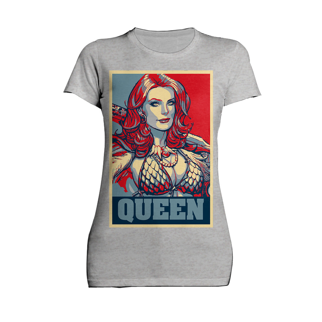 Red Sonja Frank Cho Propaganda Icon Redhead Queens Crusade Official Women's T-Shirt Sports Grey