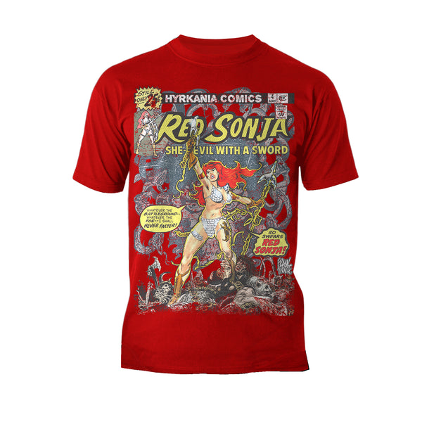 Red Sonja Frank Thorne Comic Legends Cover 4 Retro Vintage Official Men's T-Shirt Red
