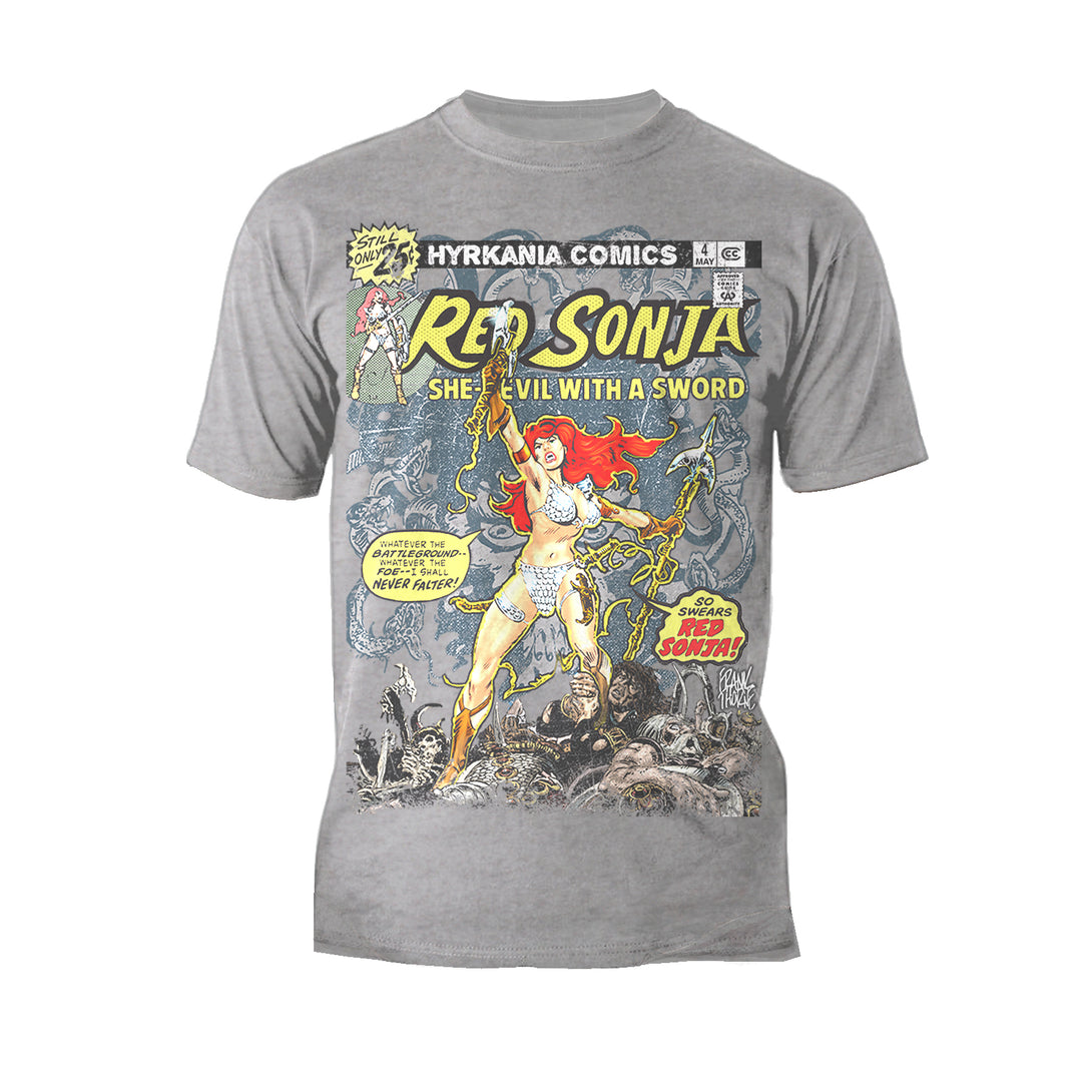 Red Sonja Frank Thorne Comic Legends Cover 4 Retro Vintage Official Men's T-Shirt Sports Grey