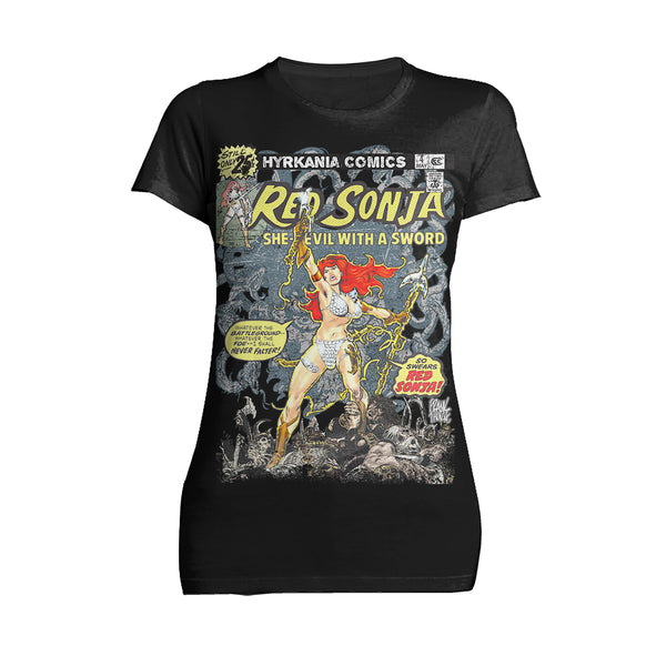 Red Sonja Frank Thorne Comic Legends Cover 4 Retro Vintage Official Women's T-Shirt Black