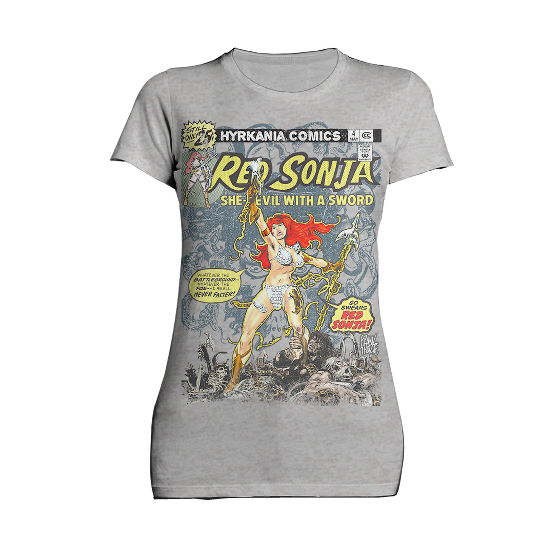 Red Sonja Frank Thorne Comic Legends Cover 4 Retro Vintage Official Women's T-Shirt Sports Grey