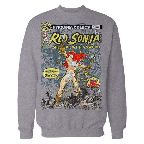 Red Sonja Frank Thorne Comic Legends Cover 4 Retro Vintage Official Sweatshirt Sports Grey