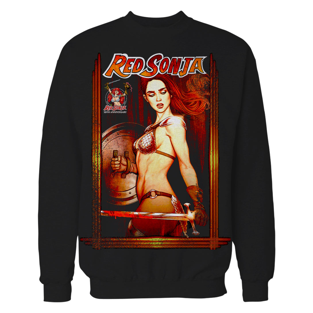Red Sonja Jenny Frison Comic Cover Art Warrior Queen Sword Official Sweatshirt Black