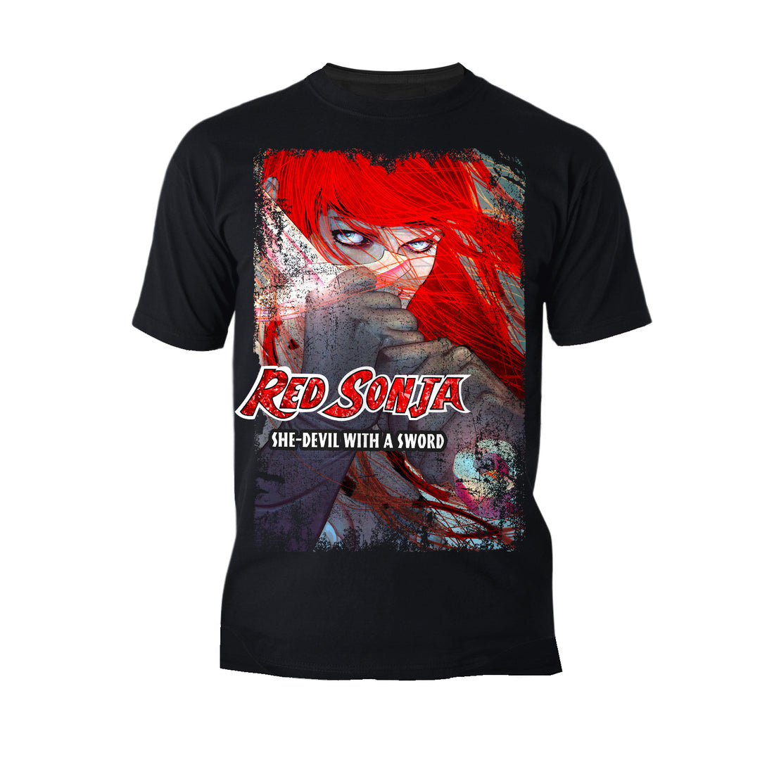 Red Sonja Jenny Frison Comic Cover She-Devil Sword Warrior Official Men's T-Shirt Black