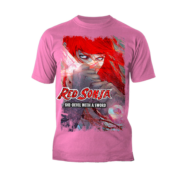 Red Sonja Jenny Frison Comic Cover She-Devil Sword Warrior Official Men's T-Shirt Pink