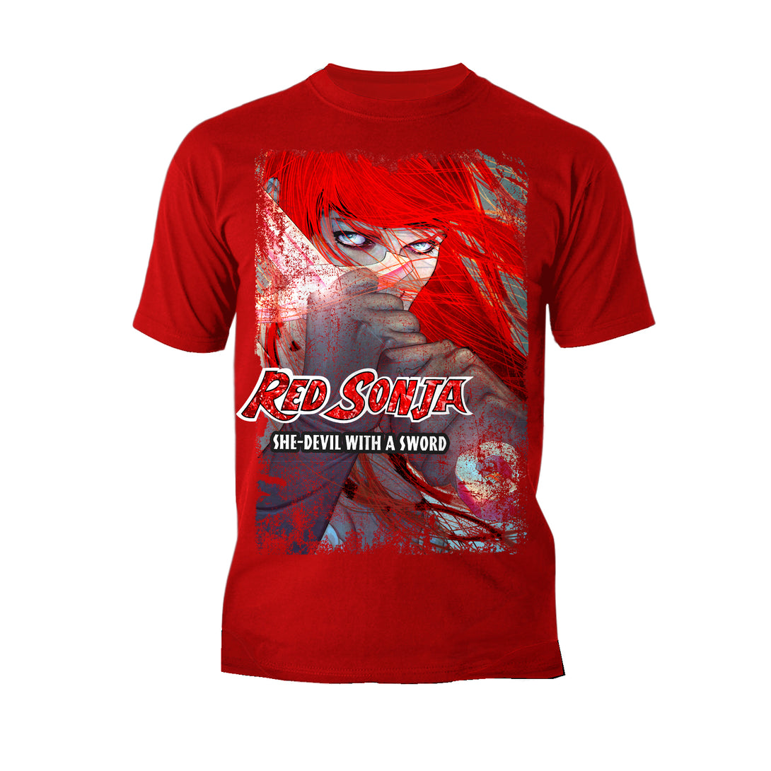 Red Sonja Jenny Frison Comic Cover She-Devil Sword Warrior Official Men's T-Shirt Red