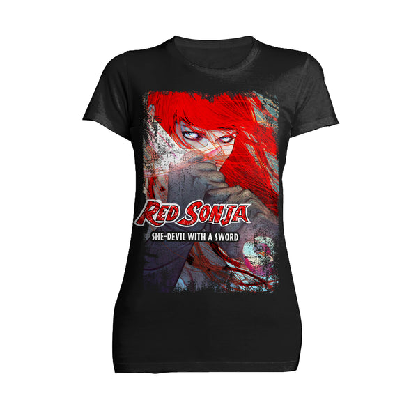 Red Sonja Jenny Frison Comic Cover She-Devil Sword Warrior Official Women's T-Shirt Black